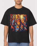 Mockup Boxy Heavyweight Tee Black male close-up 10