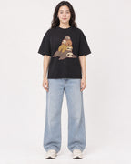Mockup Boxy Heavyweight Tee Black female full-body 03