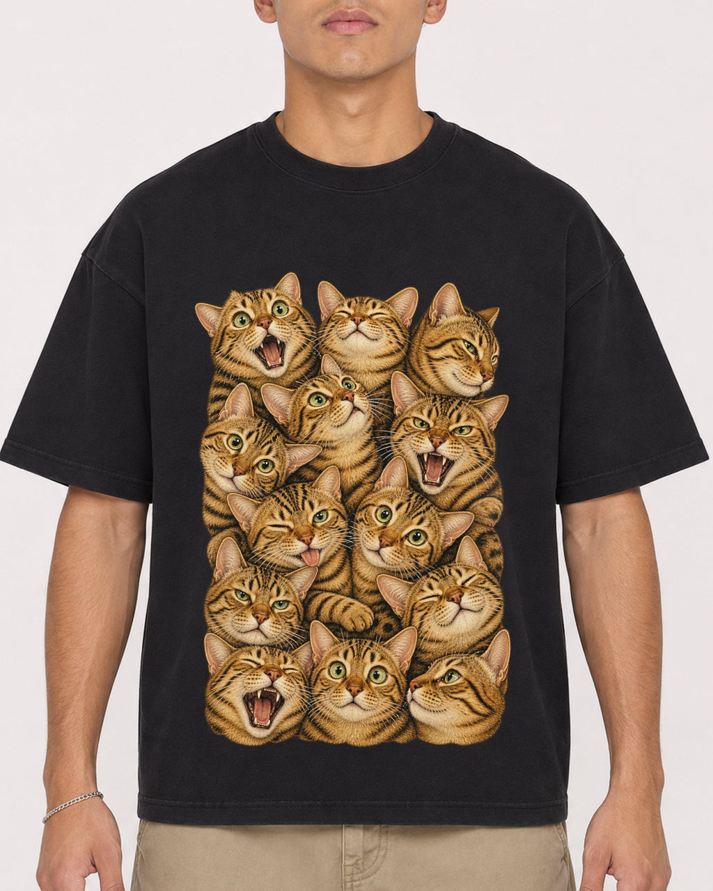 Mockup Boxy Heavyweight Tee Black male close-up 16