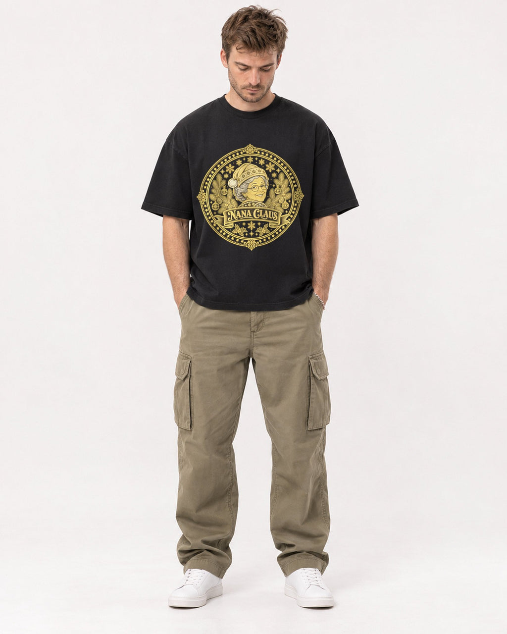 Mockup Boxy Heavyweight Tee Black male full-body 08