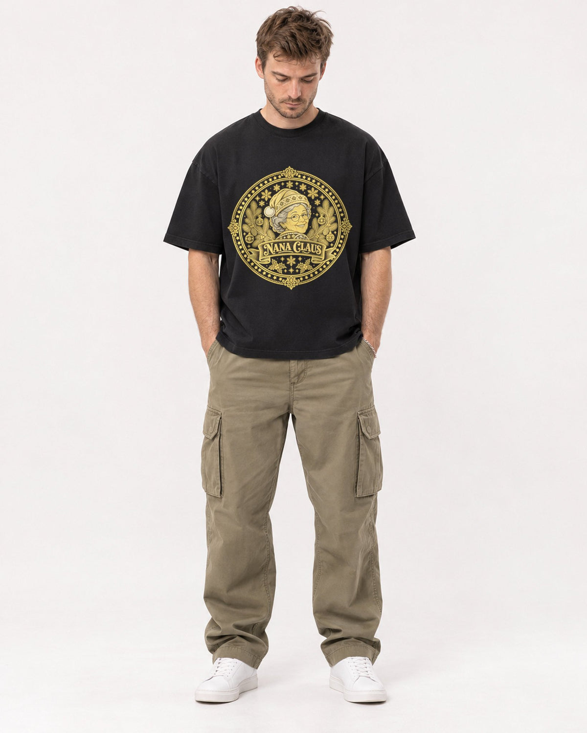 Mockup Boxy Heavyweight Tee Black male full-body 08