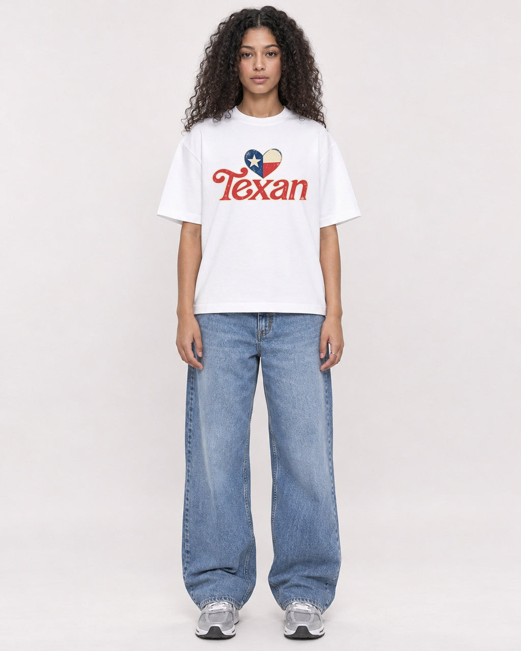 Mockup Boxy Heavyweight Tee White female full-body 10