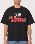 Mockup Boxy Heavyweight Tee Black male close-up 10