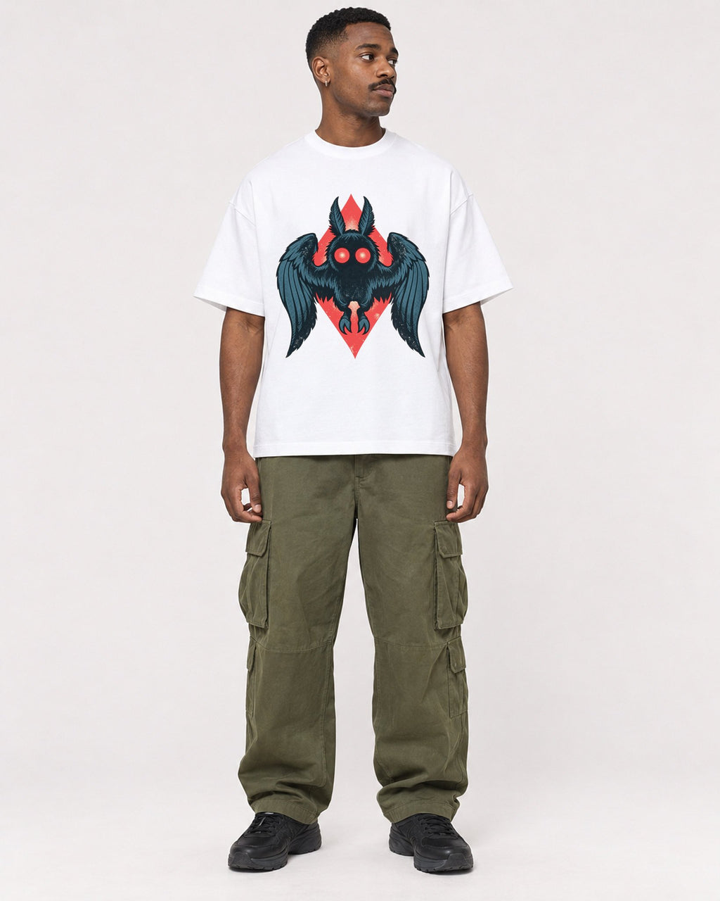 Mockup Boxy Heavyweight Tee White male full-body 14