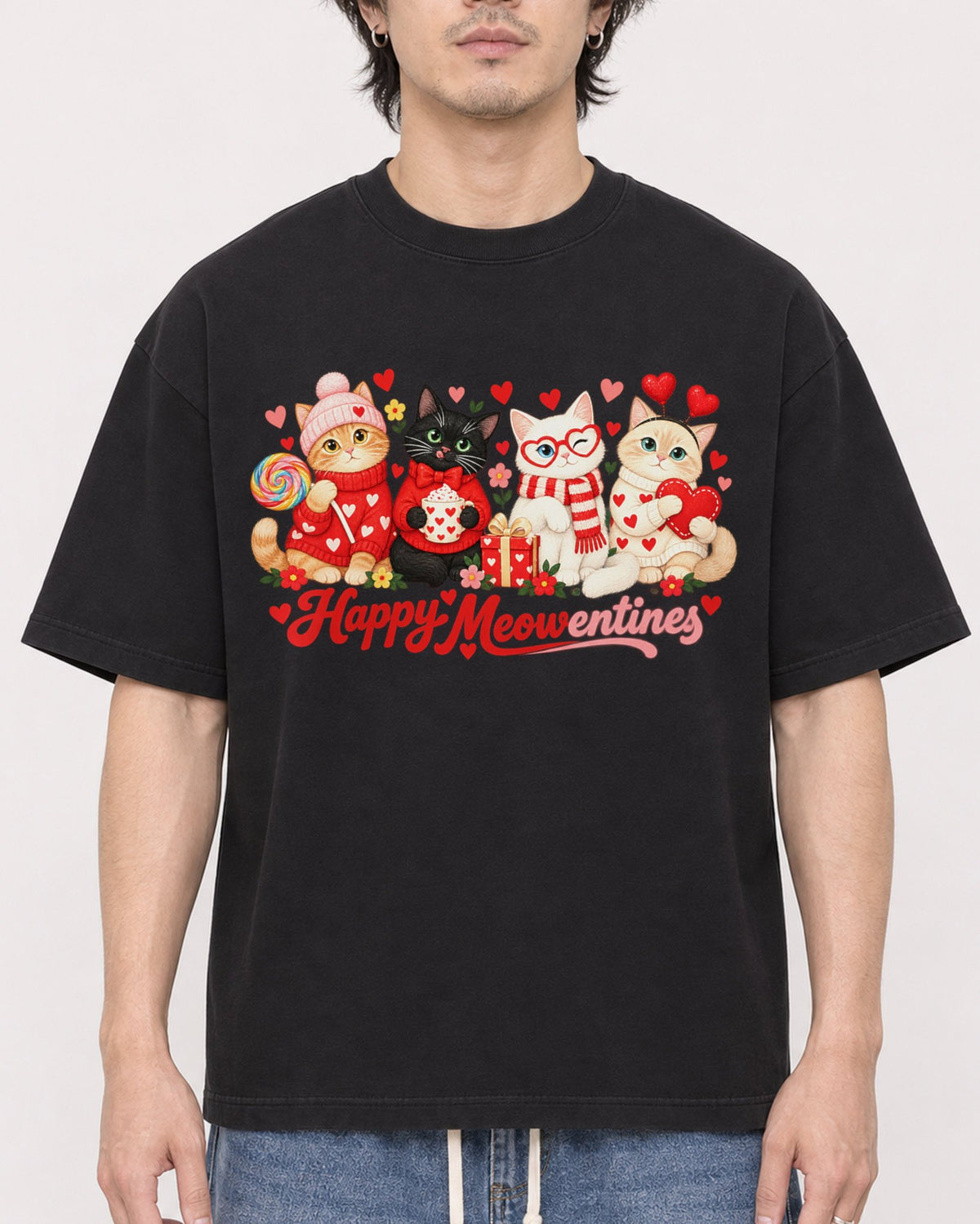 Mockup Boxy Heavyweight Tee Black male close-up 03