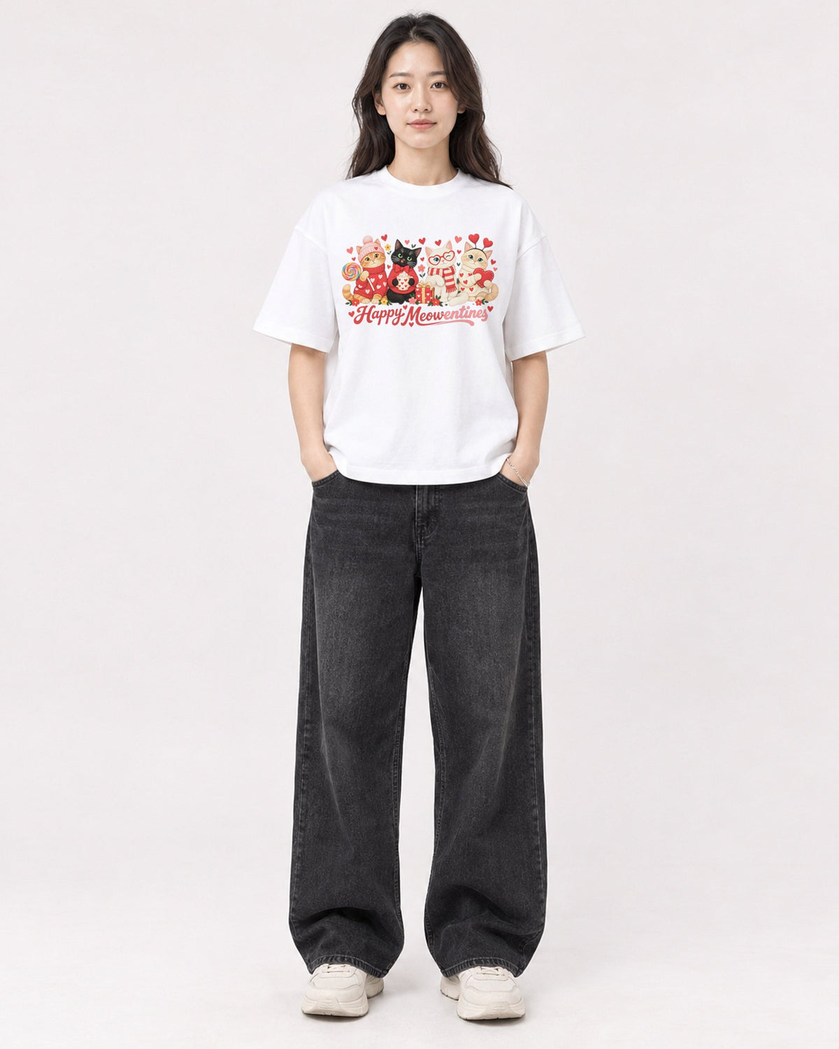 Mockup Boxy Heavyweight Tee White female full-body 03