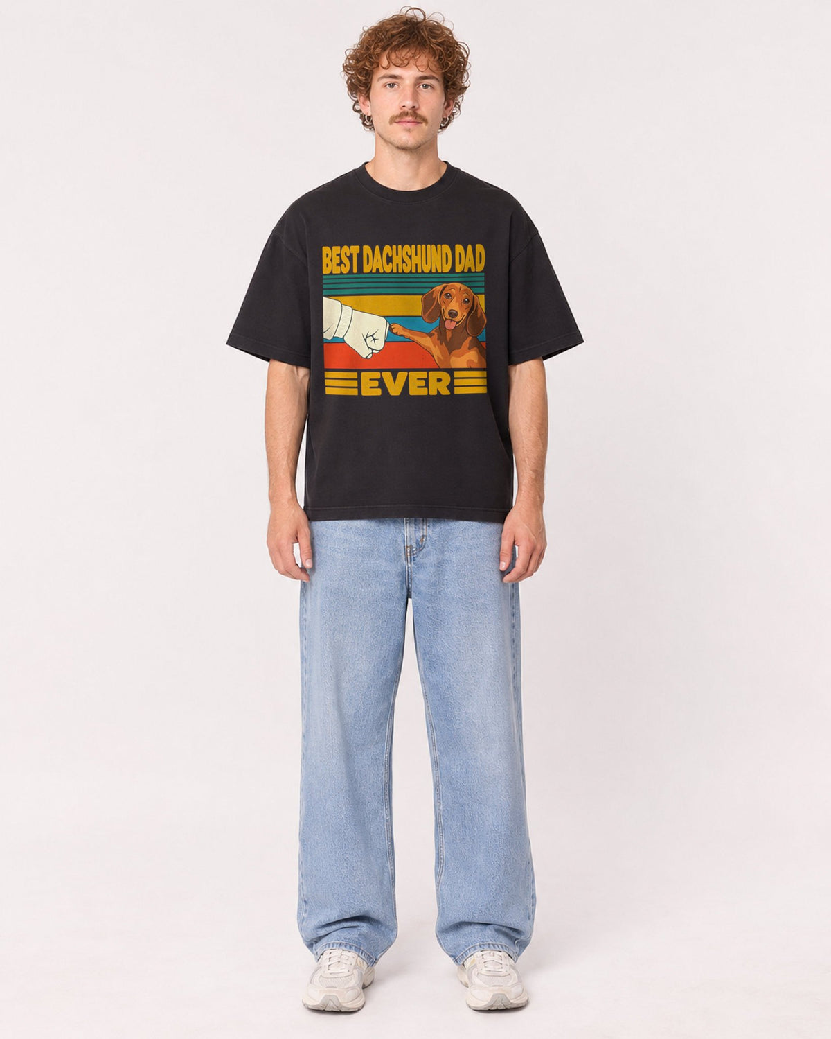 Mockup Boxy Heavyweight Tee Black male full-body 09