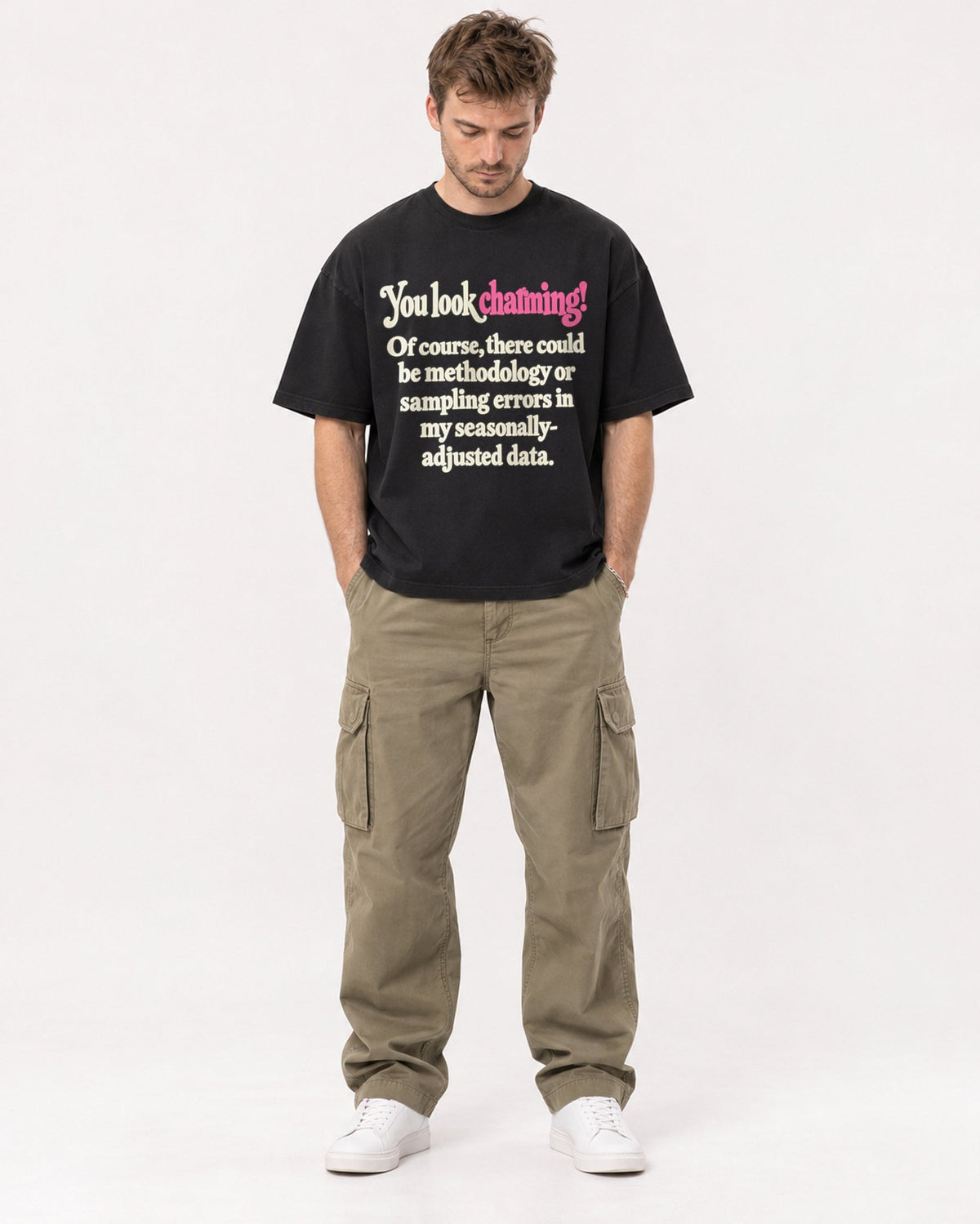 Mockup Boxy Heavyweight Tee Black male full-body 08