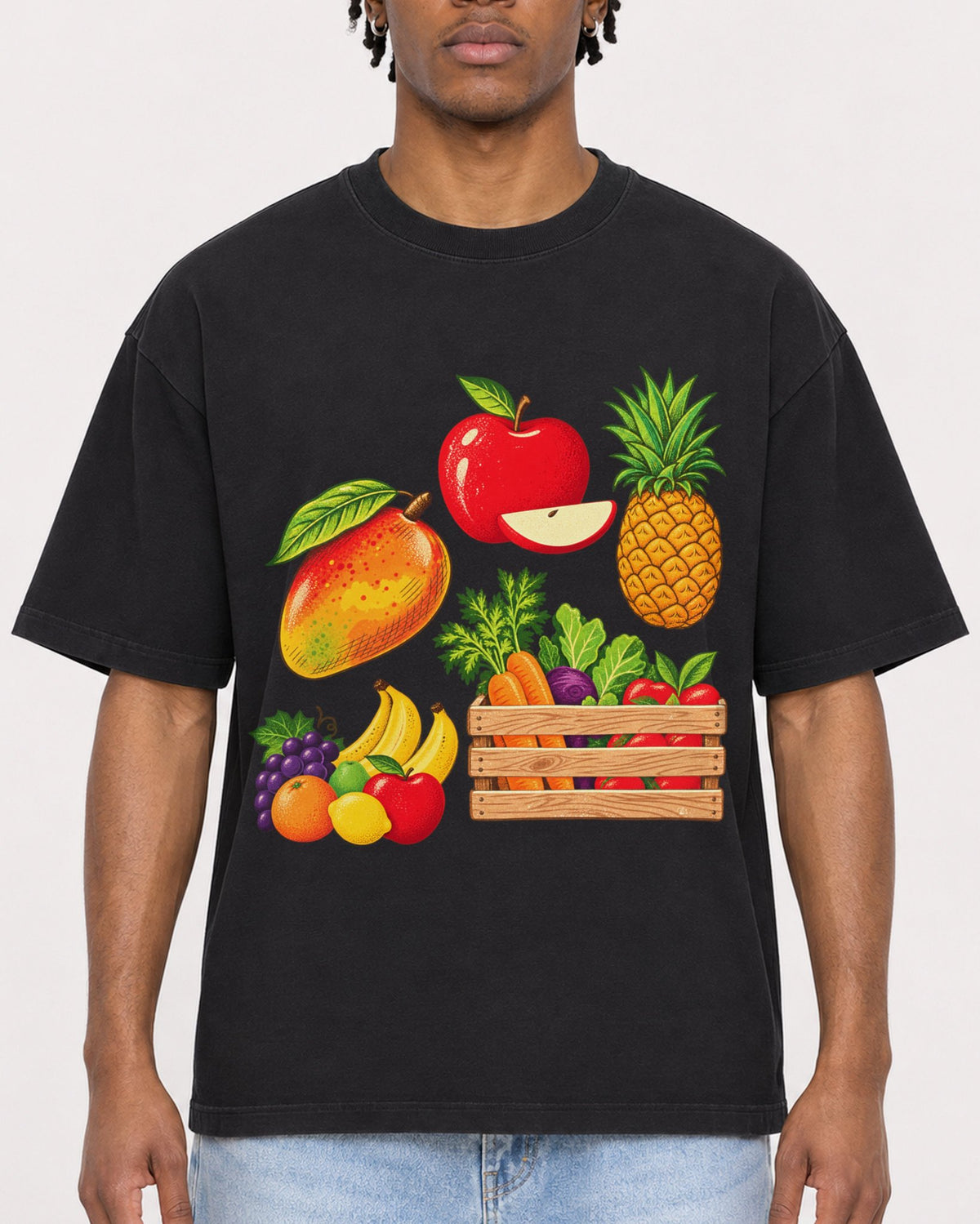 Mockup Boxy Heavyweight Tee Black male close-up 05