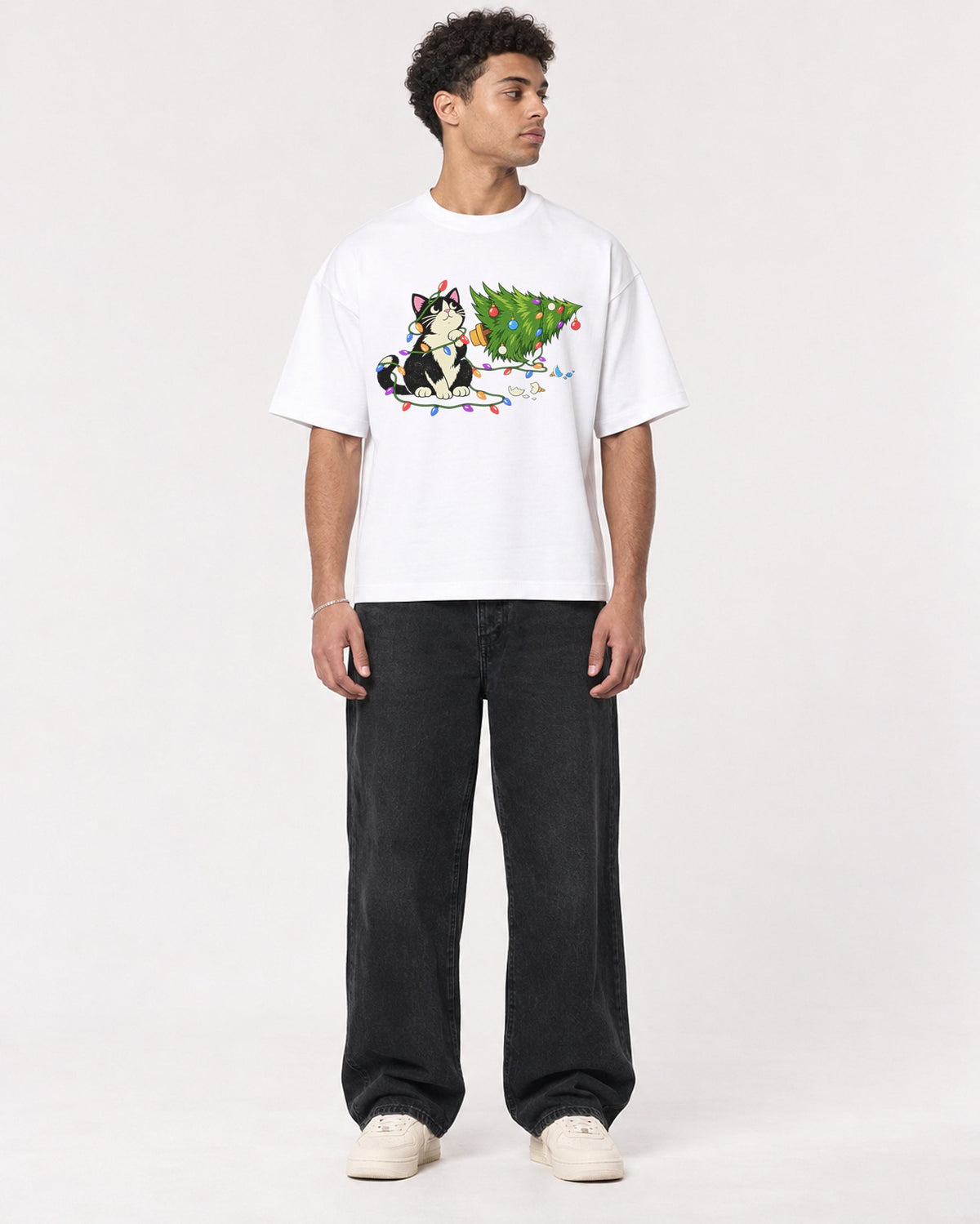 Mockup Boxy Heavyweight Tee White male full-body 10