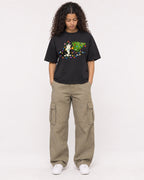Mockup Boxy Heavyweight Tee Black female full-body 10