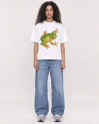 Mockup Boxy Heavyweight Tee White female full-body 10