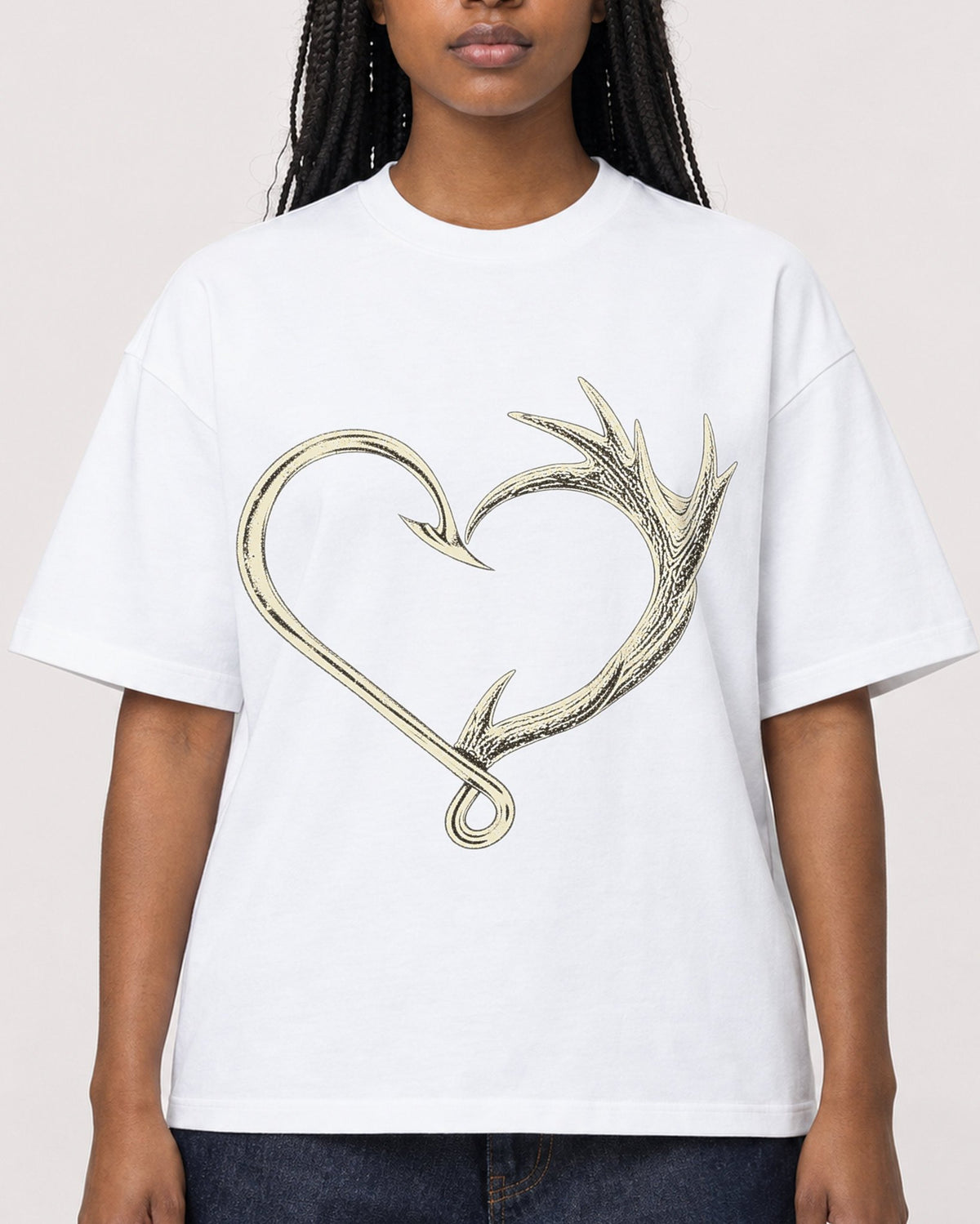 Mockup Boxy Heavyweight Tee White female close-up 04