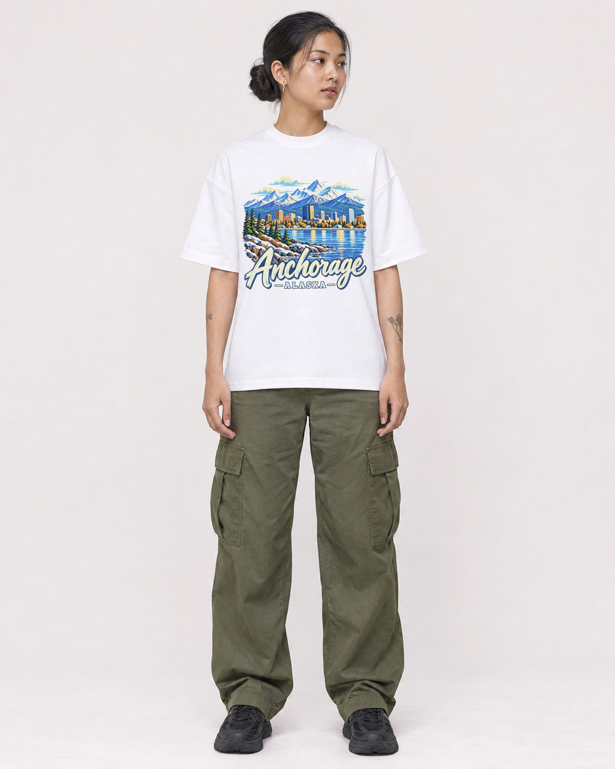 Mockup Boxy Heavyweight Tee White female full-body 12