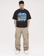 Mockup Boxy Heavyweight Tee Black male full-body 12
