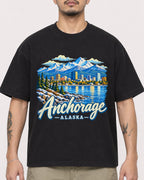 Mockup Boxy Heavyweight Tee Black male close-up 12