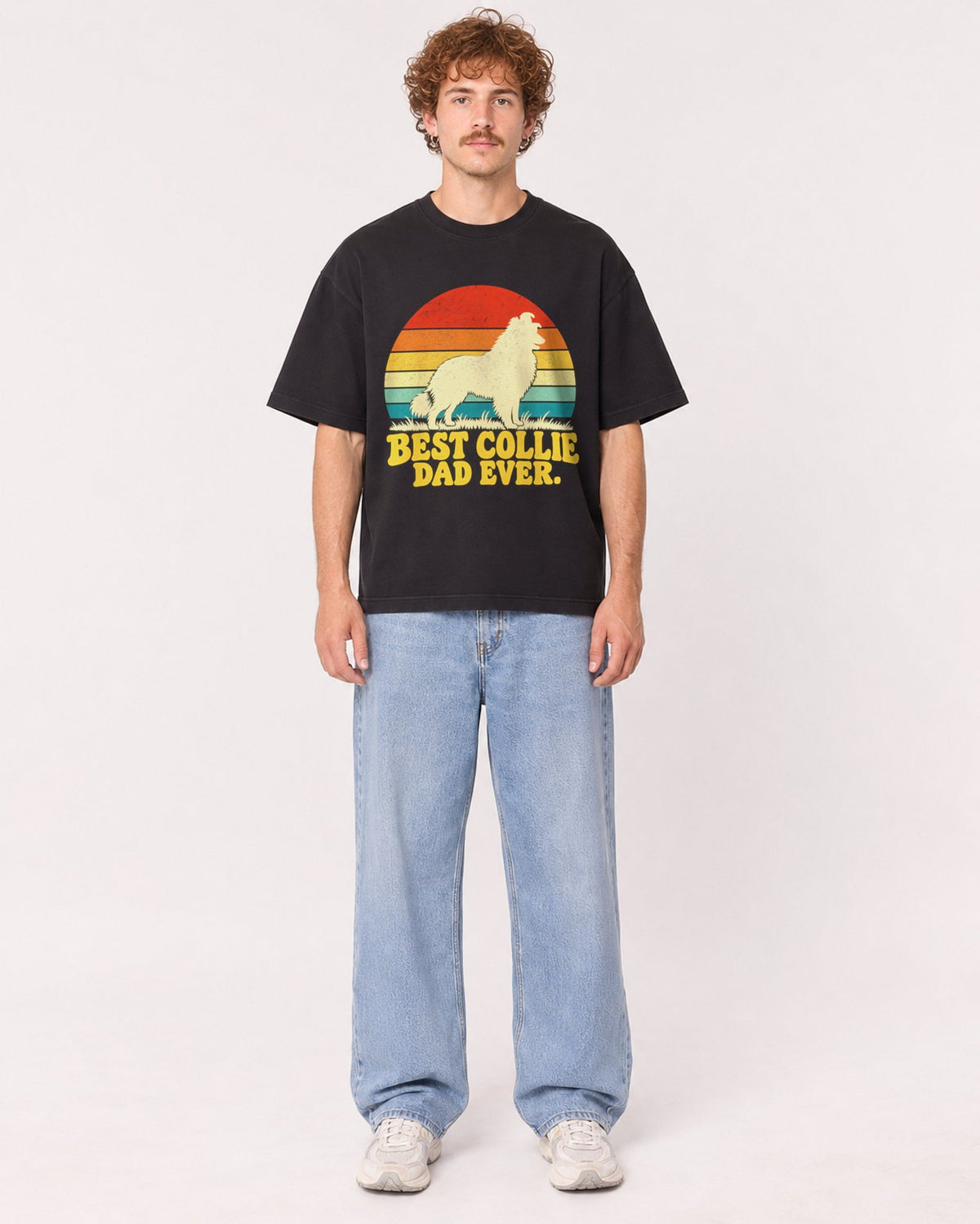 Mockup Boxy Heavyweight Tee Black male full-body 09