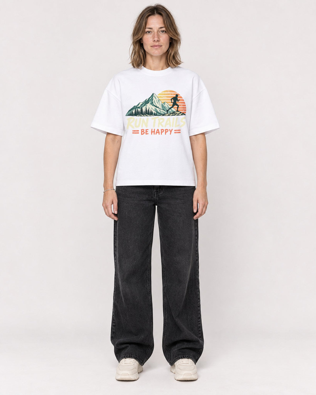 Mockup Boxy Heavyweight Tee White female full-body 38