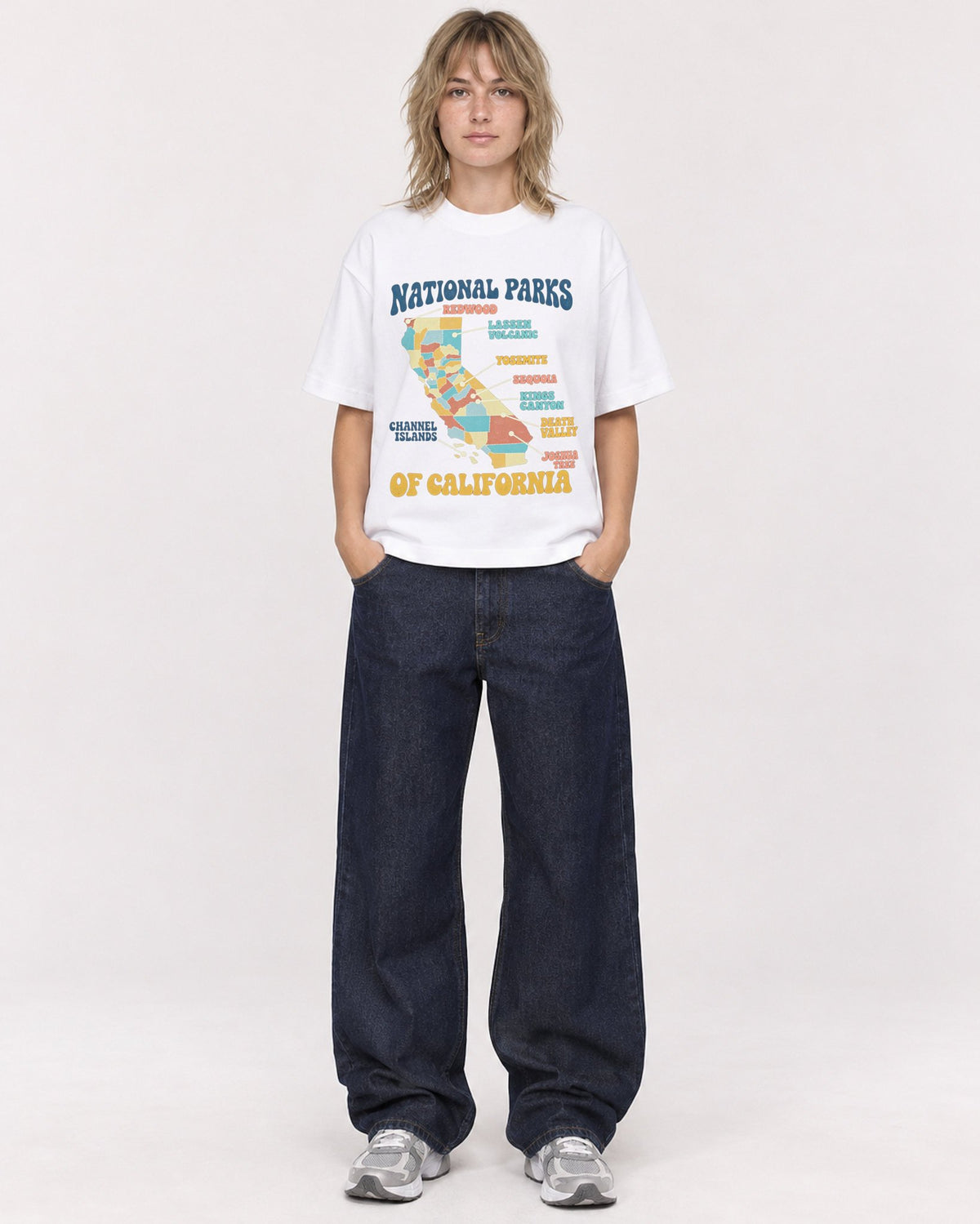 Mockup Boxy Heavyweight Tee White female full-body 19