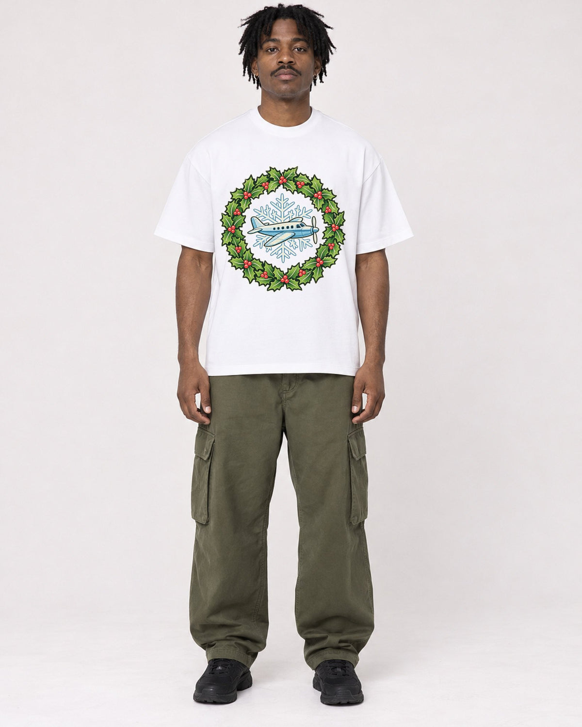 Mockup Boxy Heavyweight Tee White male full-body 04