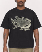 Mockup Boxy Heavyweight Tee Black male close-up 24