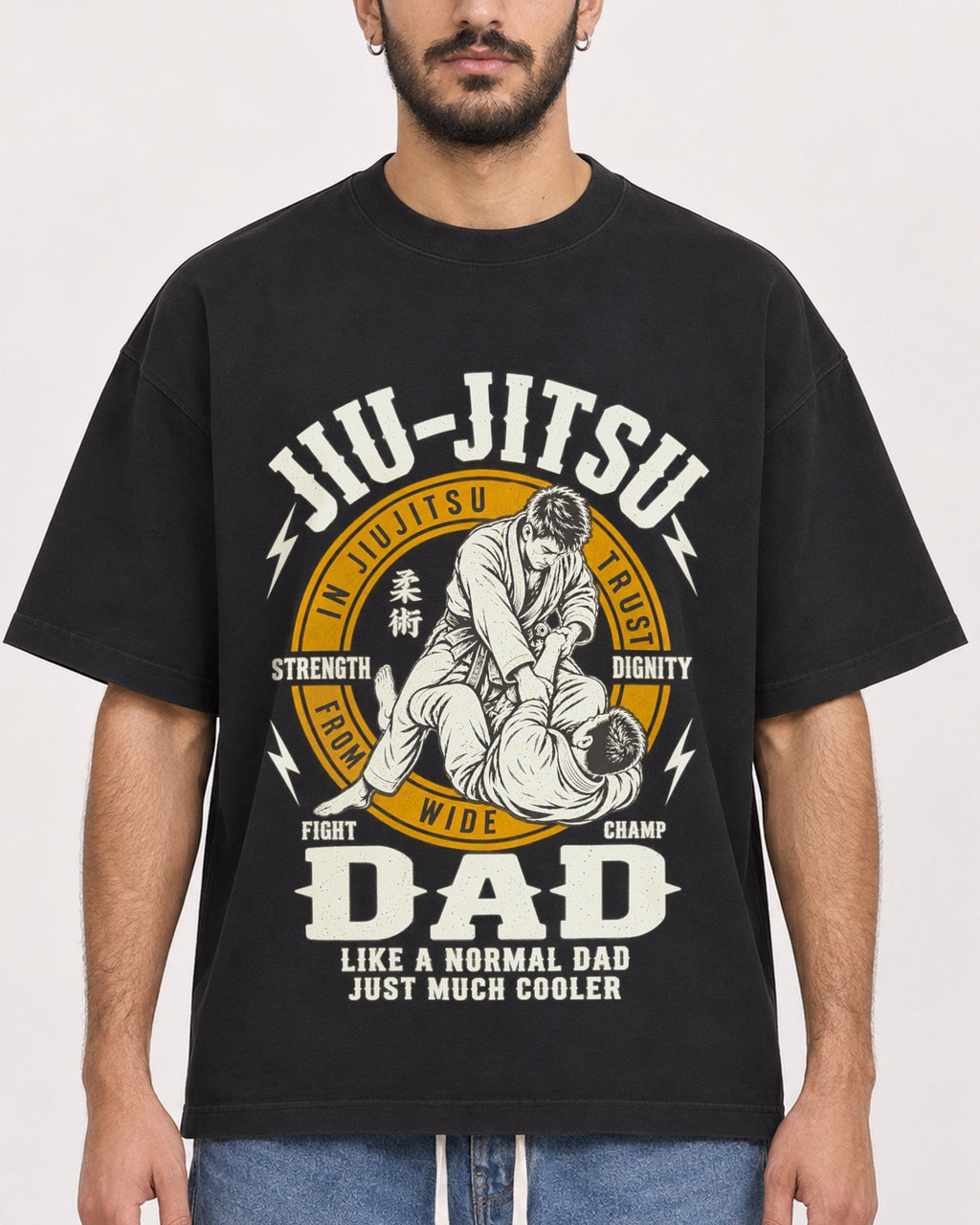 Mockup Boxy Heavyweight Tee Black male close-up 07