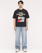 Mockup Boxy Heavyweight Tee Black male full-body 13
