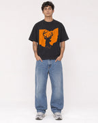 Mockup Boxy Heavyweight Tee Black male full-body 06