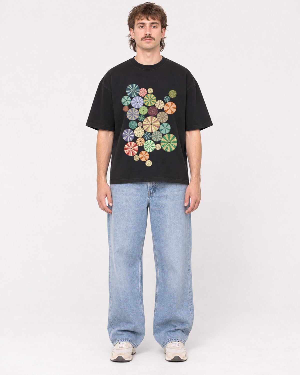 Mockup Boxy Heavyweight Tee Black male full-body 29