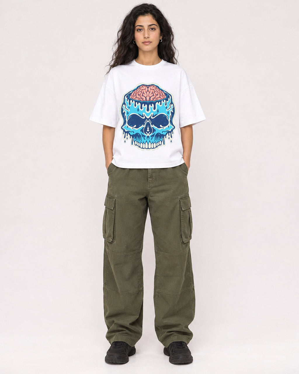 Mockup Boxy Heavyweight Tee White female full-body 07