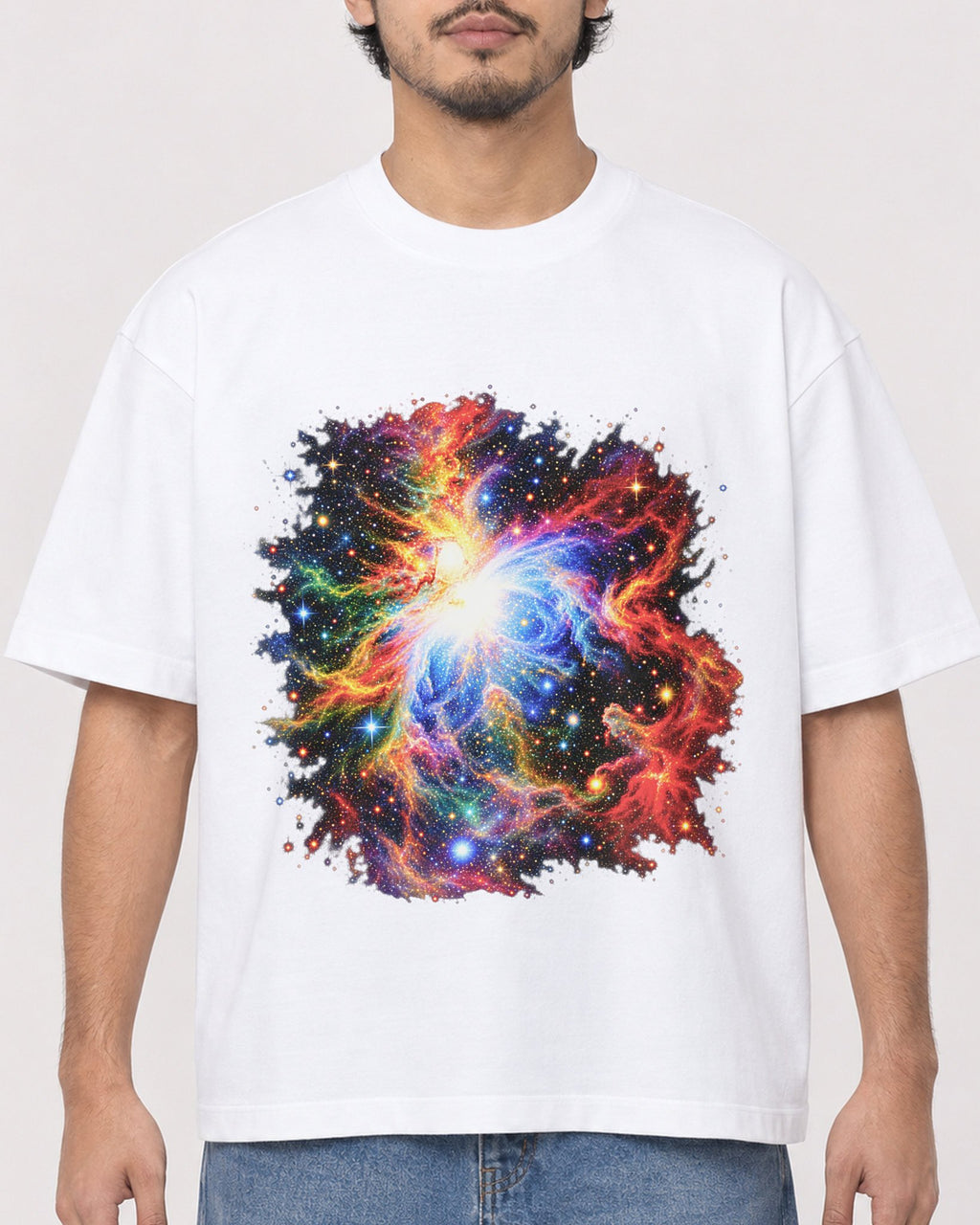 Mockup Boxy Heavyweight Tee White male close-up 02