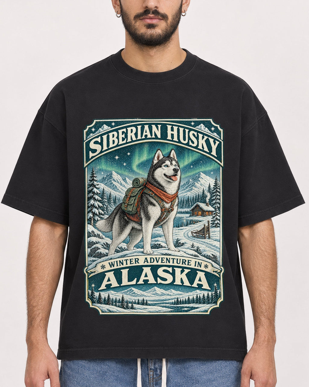 Mockup Boxy Heavyweight Tee Black male close-up 07