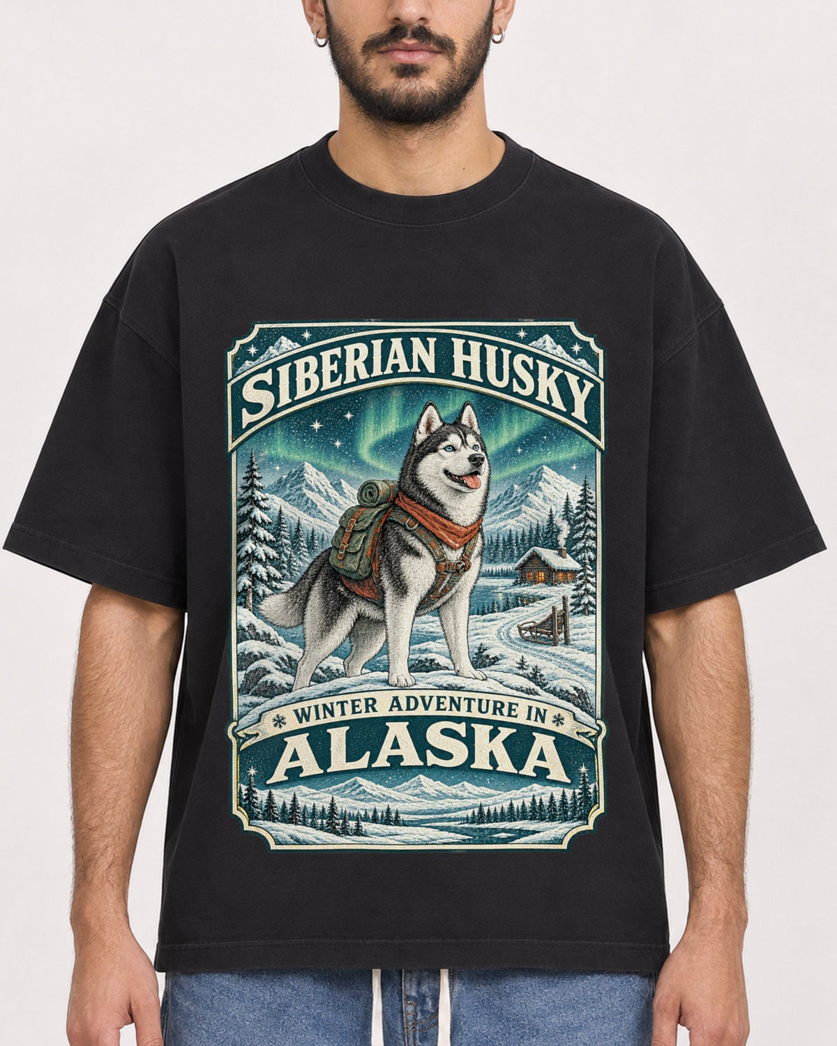 Mockup Boxy Heavyweight Tee Black male close-up 07
