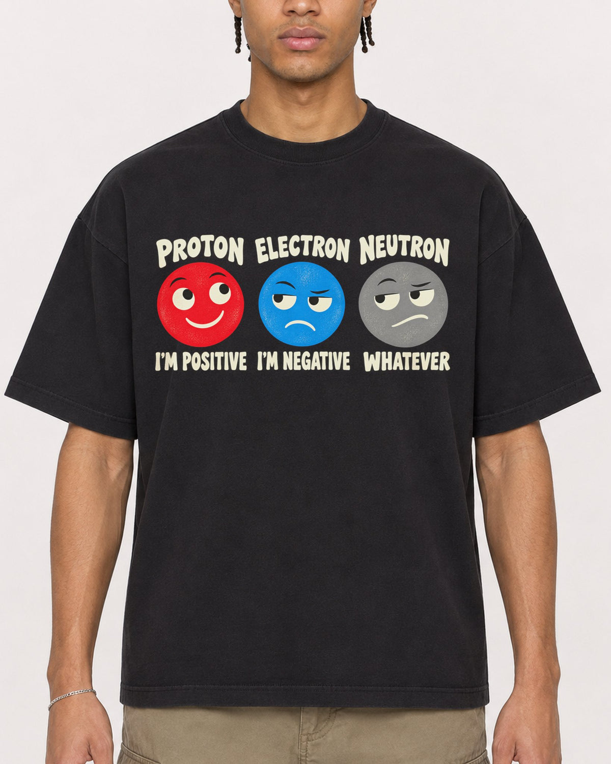 Mockup Boxy Heavyweight Tee Black male close-up 40
