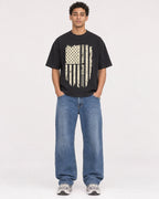 Mockup Boxy Heavyweight Tee Black male full-body 10