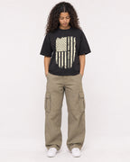 Mockup Boxy Heavyweight Tee Black female full-body 10