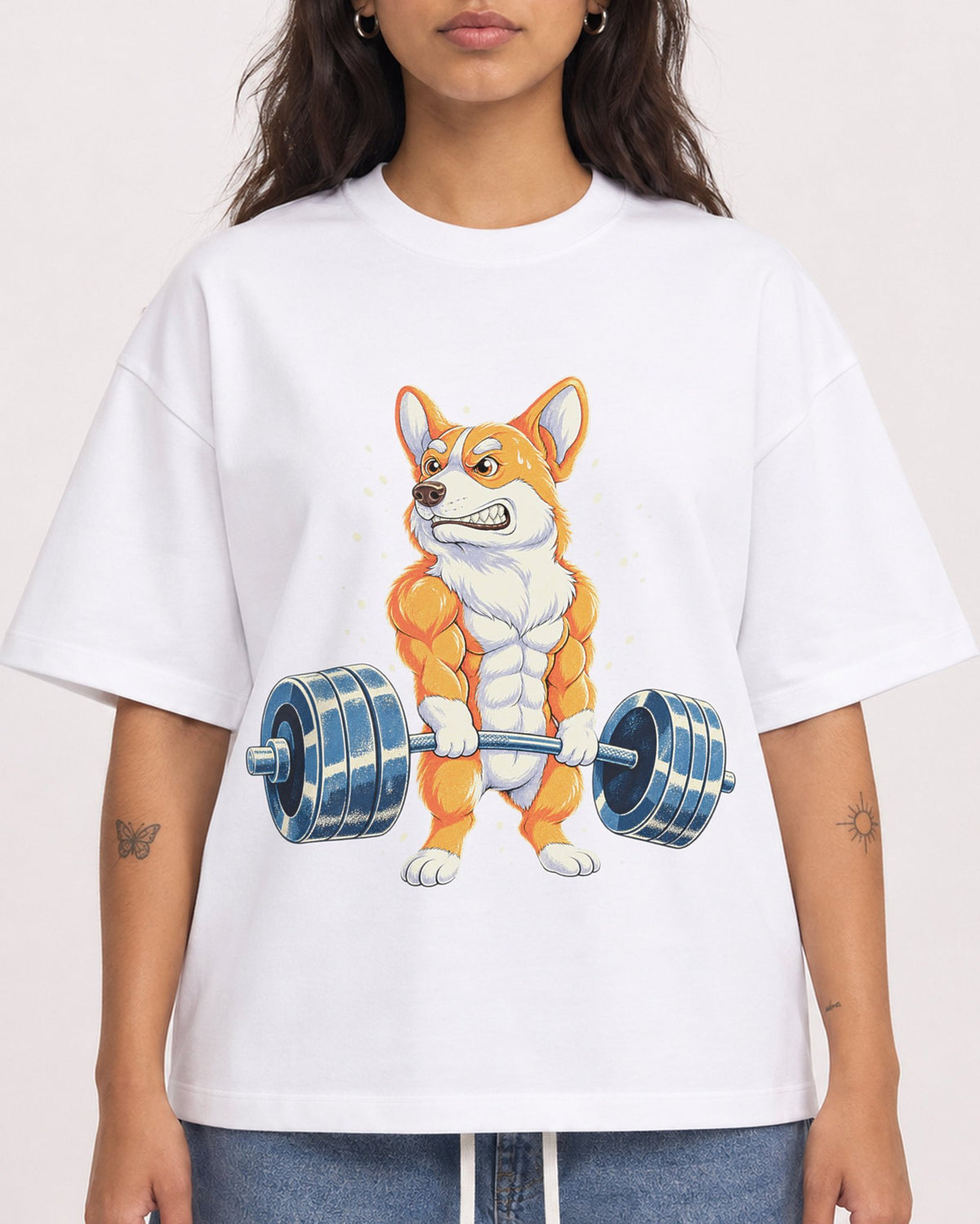 Mockup Boxy Heavyweight Tee White female close-up 06