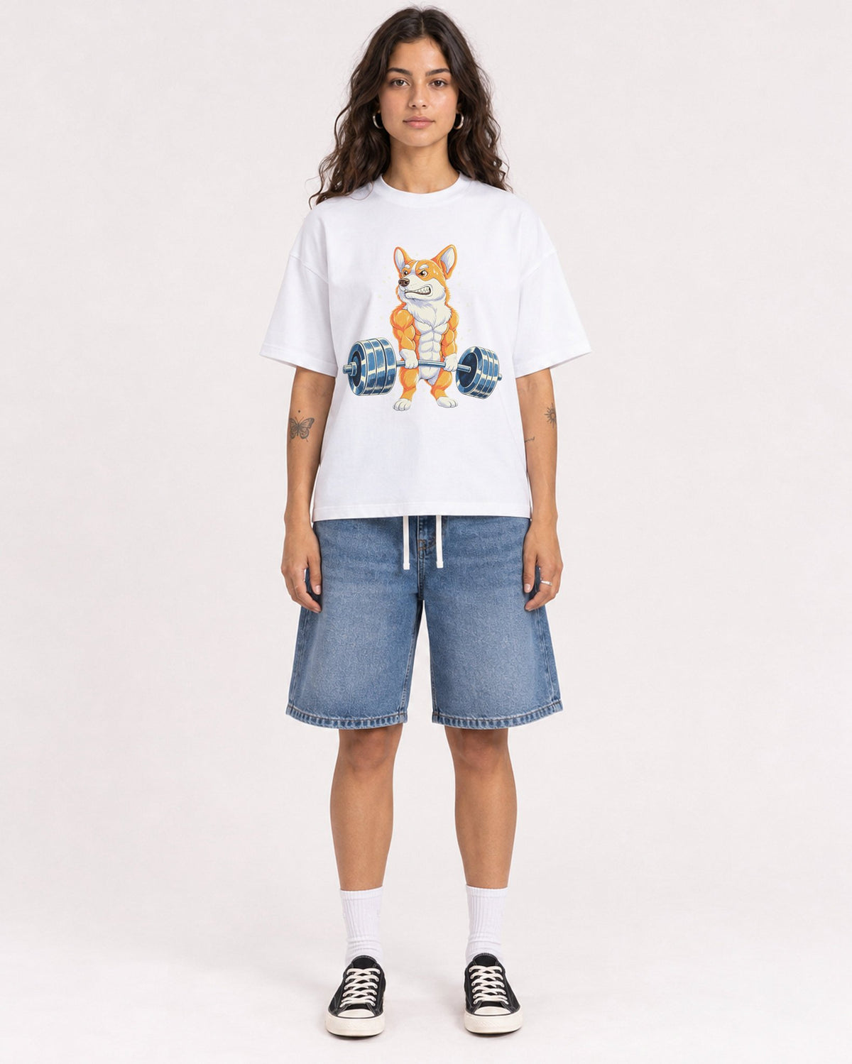 Mockup Boxy Heavyweight Tee White female full-body 06