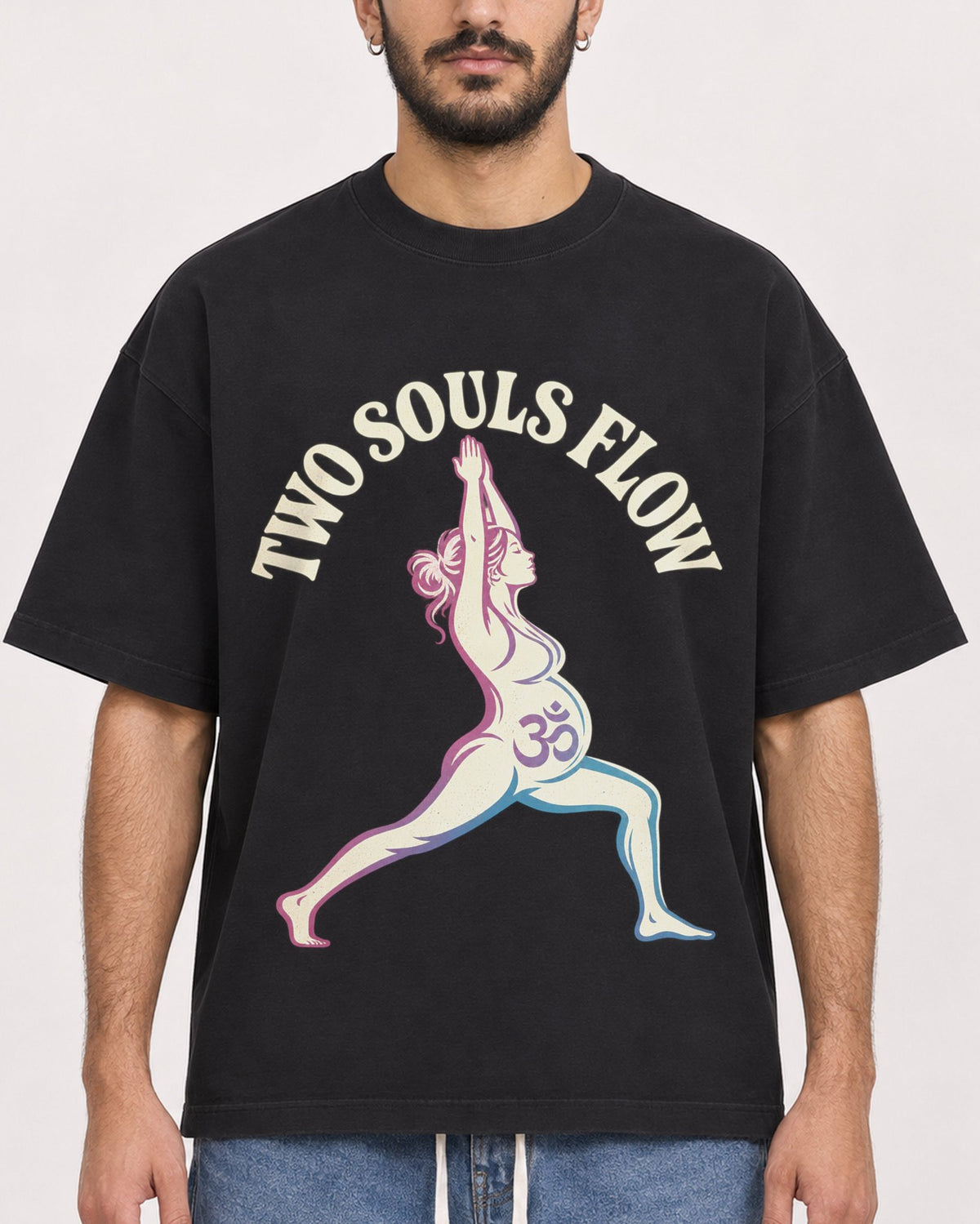 Mockup Boxy Heavyweight Tee Black male close-up 07