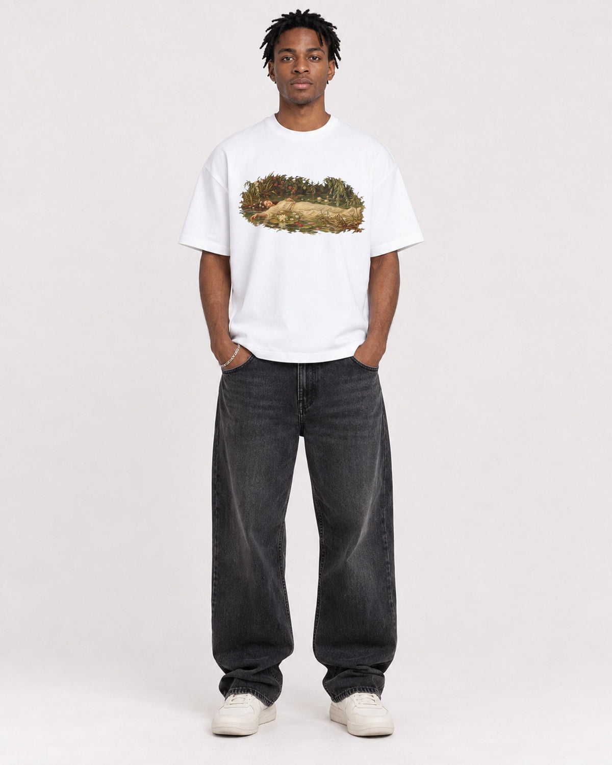 Mockup Boxy Heavyweight Tee White male full-body 05