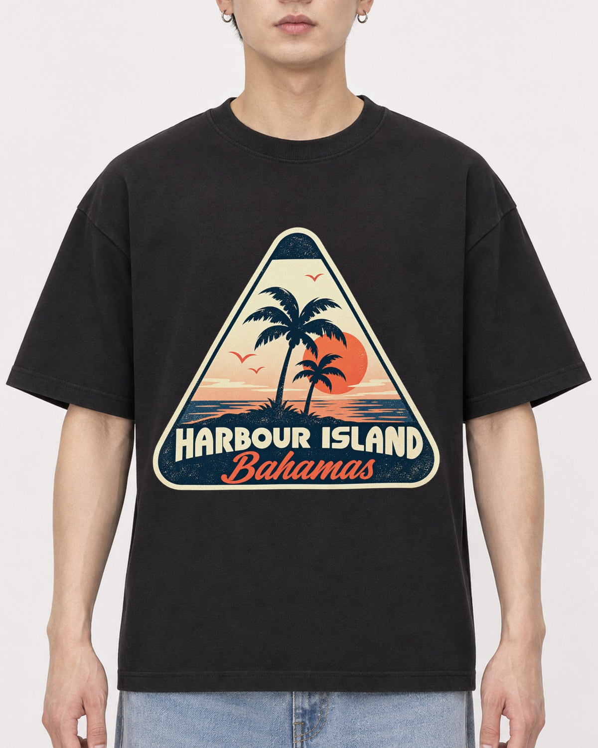 Mockup Boxy Heavyweight Tee Black male close-up 01