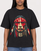 Mockup Boxy Heavyweight Tee Black female close-up 04