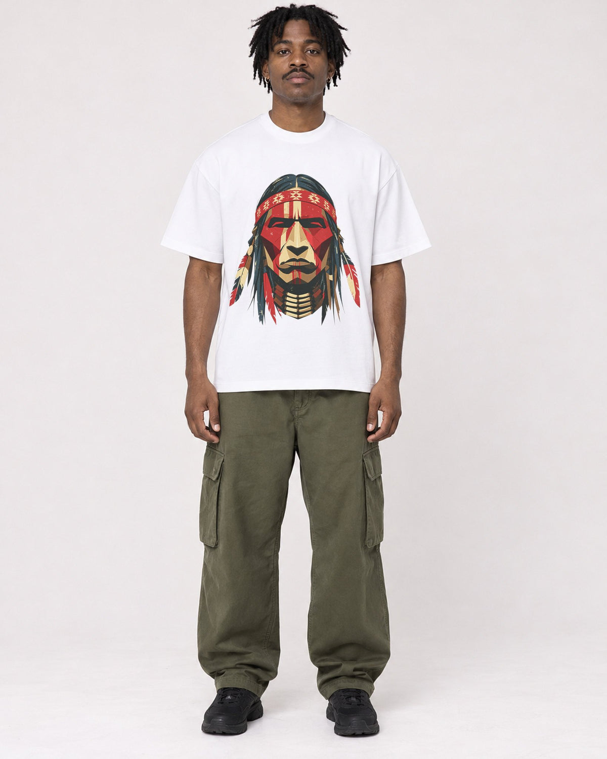 Mockup Boxy Heavyweight Tee White male full-body 04
