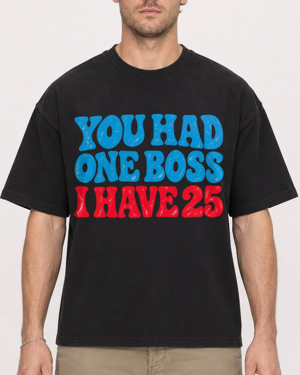 Mockup Boxy Heavyweight Tee Black male close-up 08