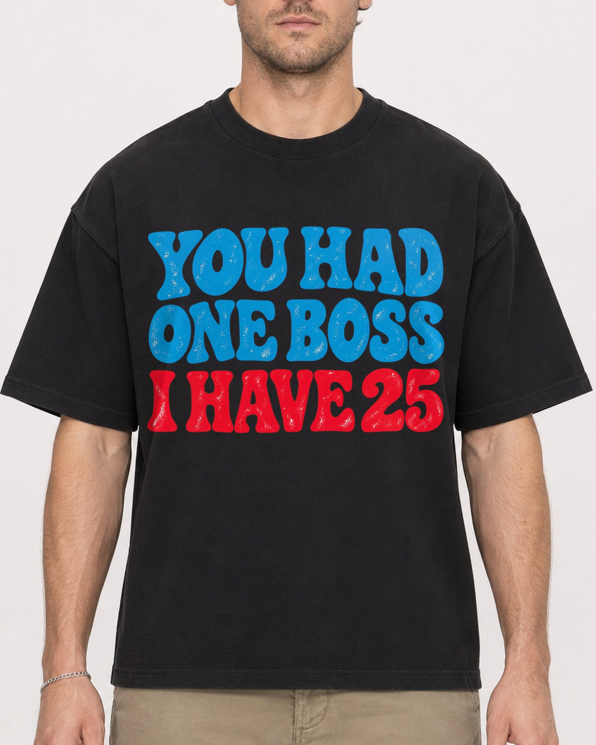 Mockup Boxy Heavyweight Tee Black male close-up 08