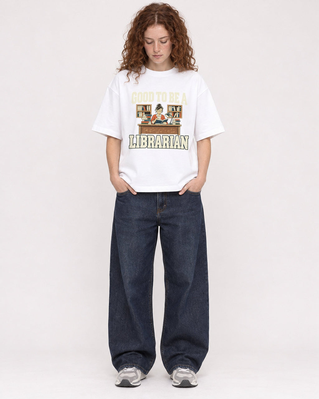 Mockup Boxy Heavyweight Tee White female full-body 09