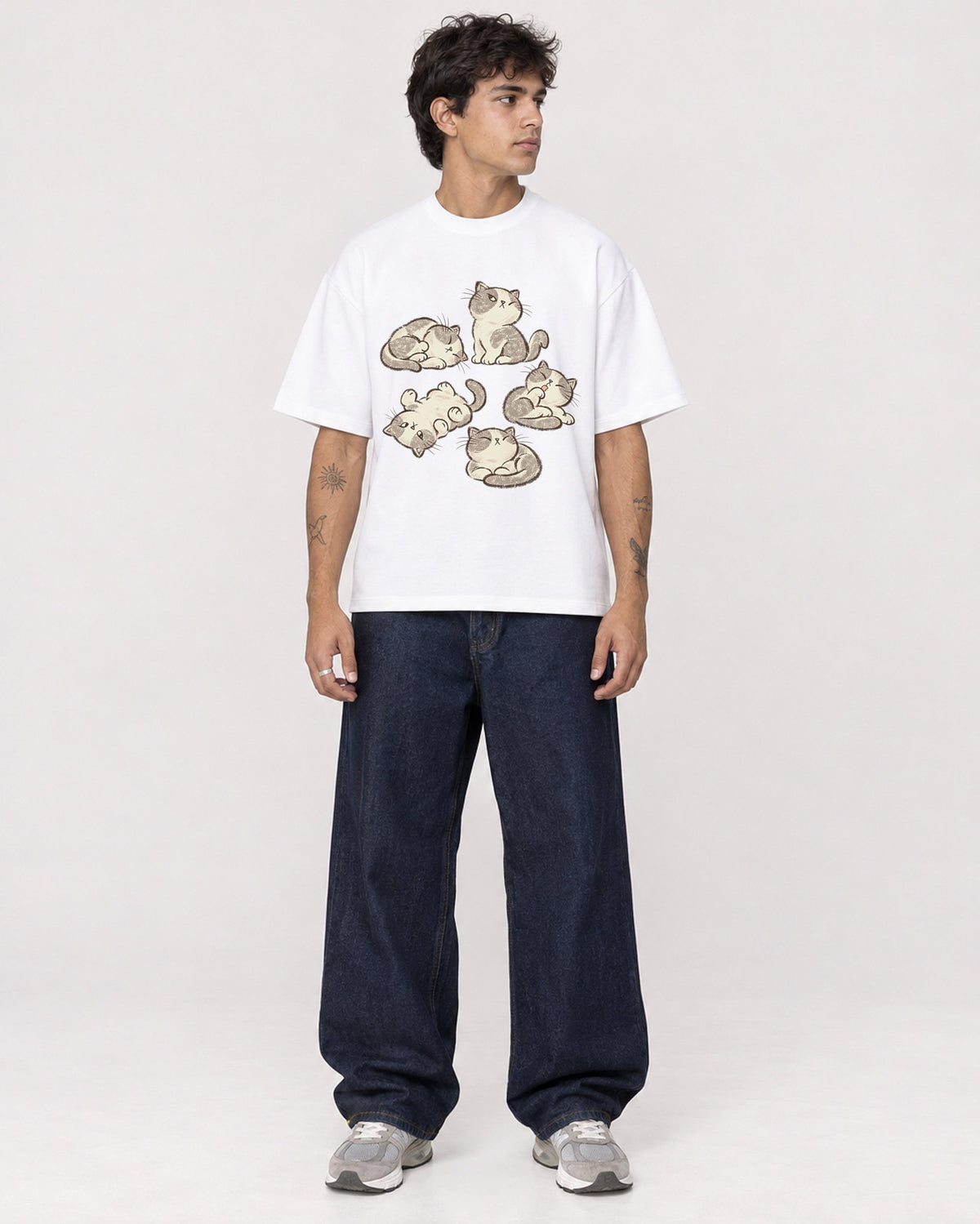 Mockup Boxy Heavyweight Tee White male full-body 06