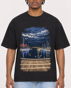 Mockup Boxy Heavyweight Tee Black male close-up 05