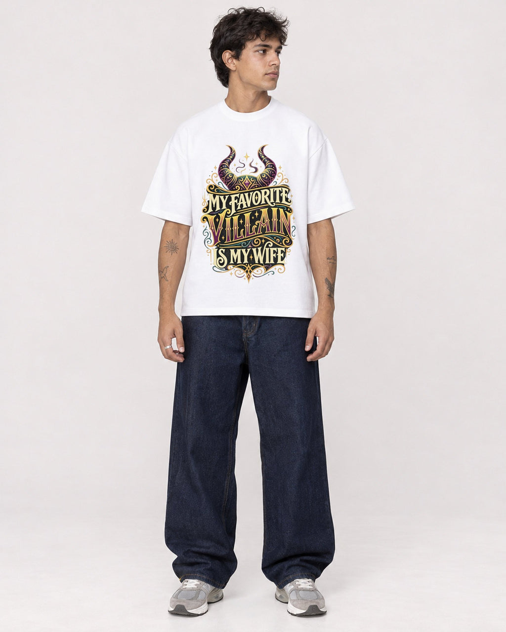 Mockup Boxy Heavyweight Tee White male full-body 06
