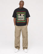 Mockup Boxy Heavyweight Tee Black male full-body 44
